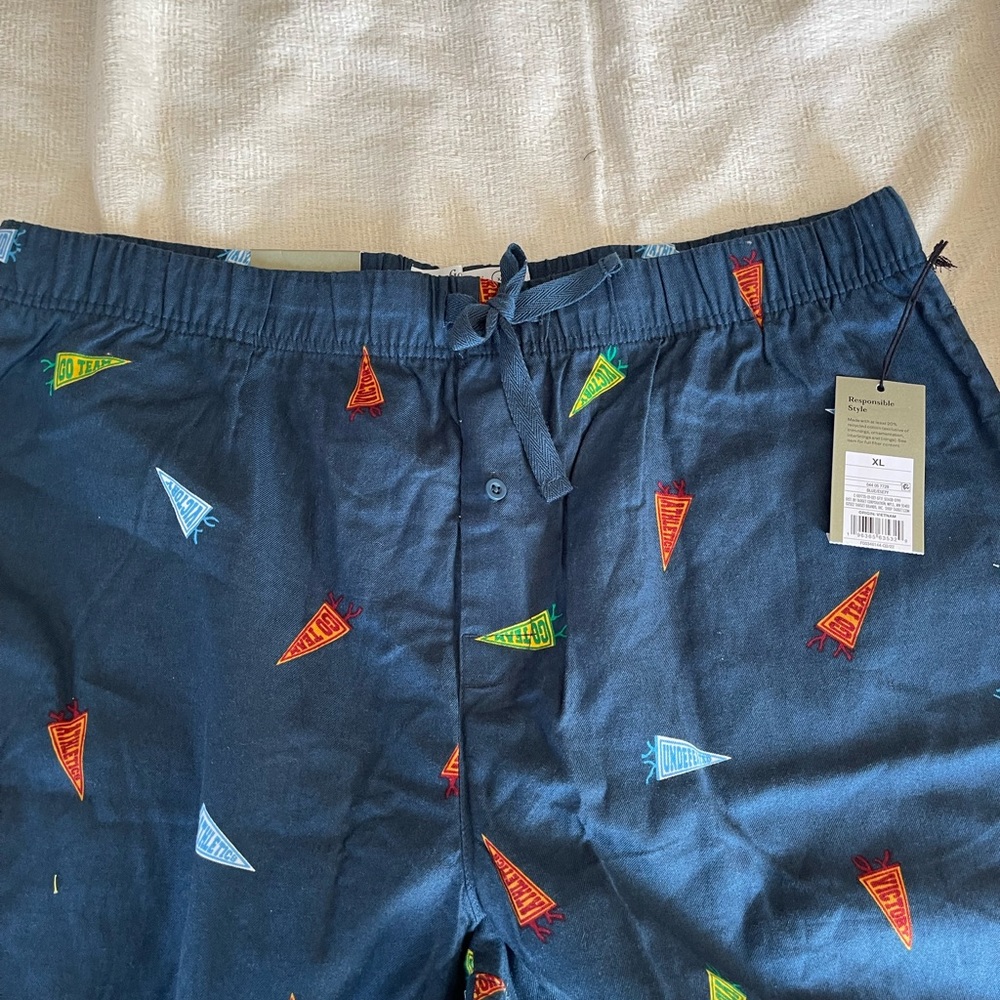 Goodfellow & Co Mens XL40/42 Pajama Bottom Sleep Lounge Pants Sports Pennants - Picture 5 of 6